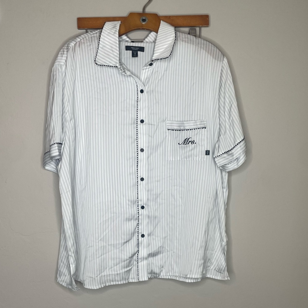 Simply Vera Vera Wang White Striped Pajama Top